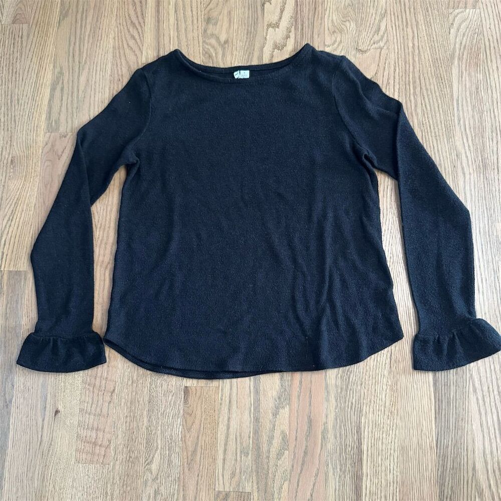 Elle Black Sweater Long Sleeve Ruffle Size Smalll